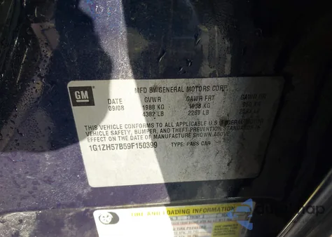 2009 Chevrolet Malibu Lt z USA, uszkodzony, nr VIN 1G1ZH57B59F150399